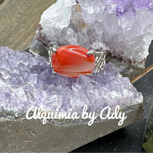 White crazy lace agate silver gem ring